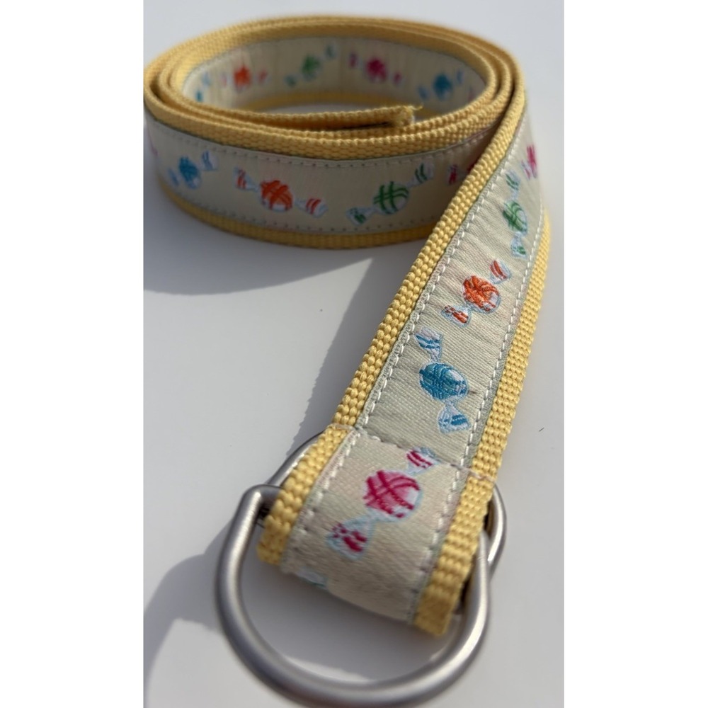 L.L. BEAN Yellow Candy Pieces WEBBING BELT WITH D RING BUCKLE, WOMEN'S Size M/L